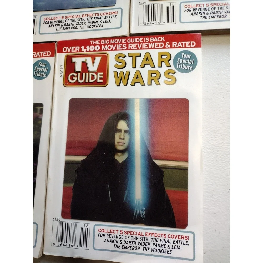 TV‎ Guide May 1-7 2005 Complete Lot Of Star Wars Special Tribute Hologram Covers